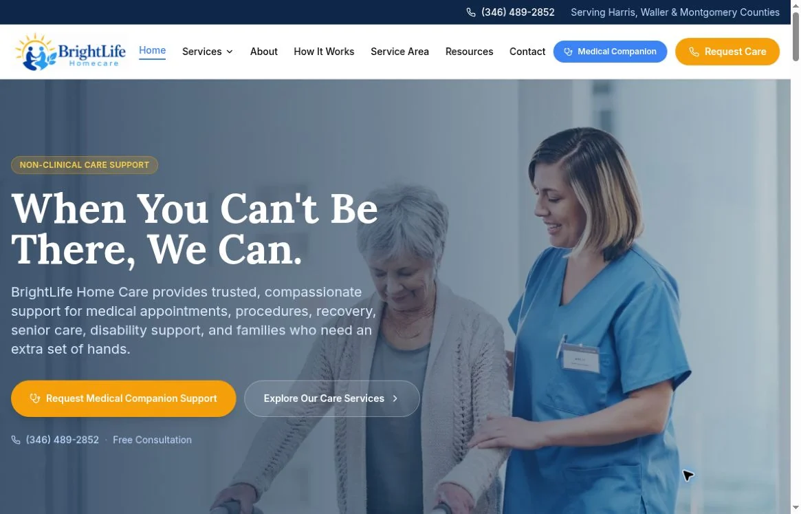 BrightLife Home Care website design