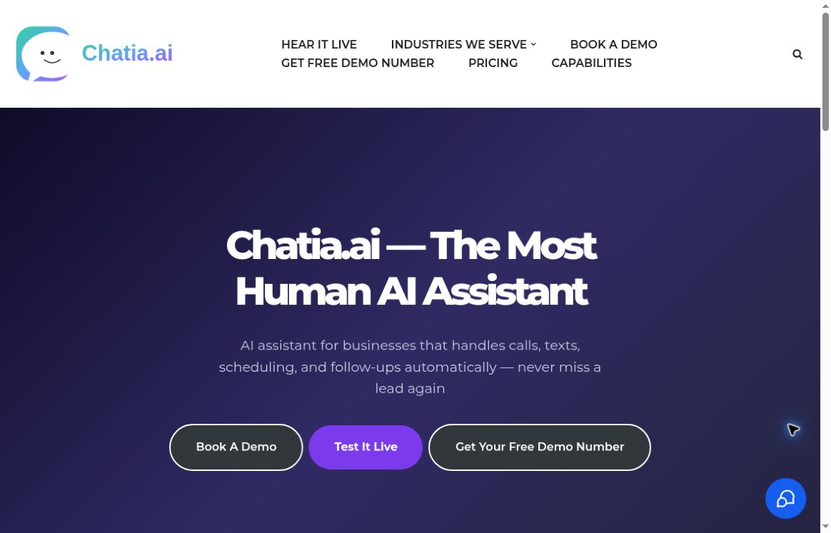 Chatia.ai website design